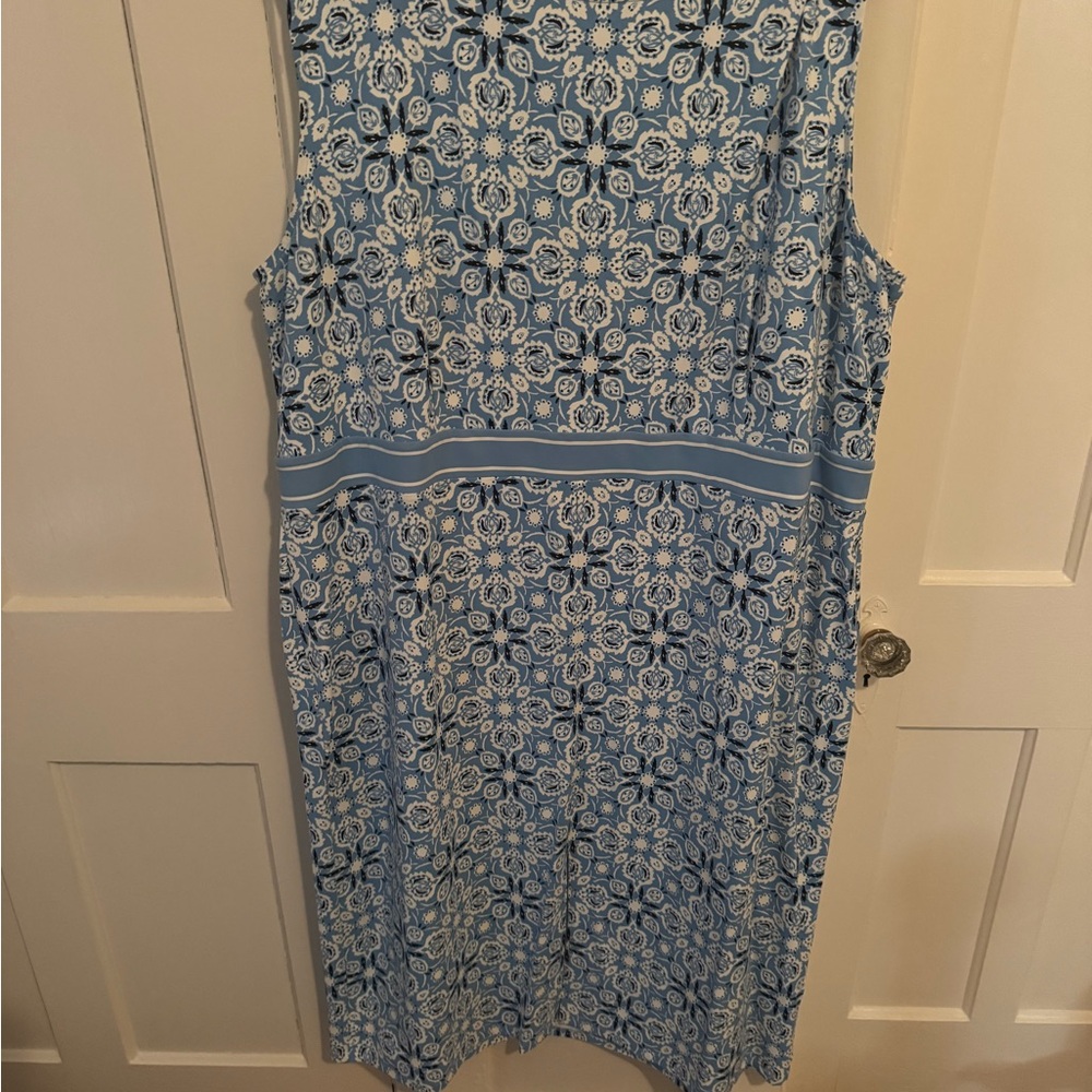 Talbots Blue and White Patterned Jersey Dress